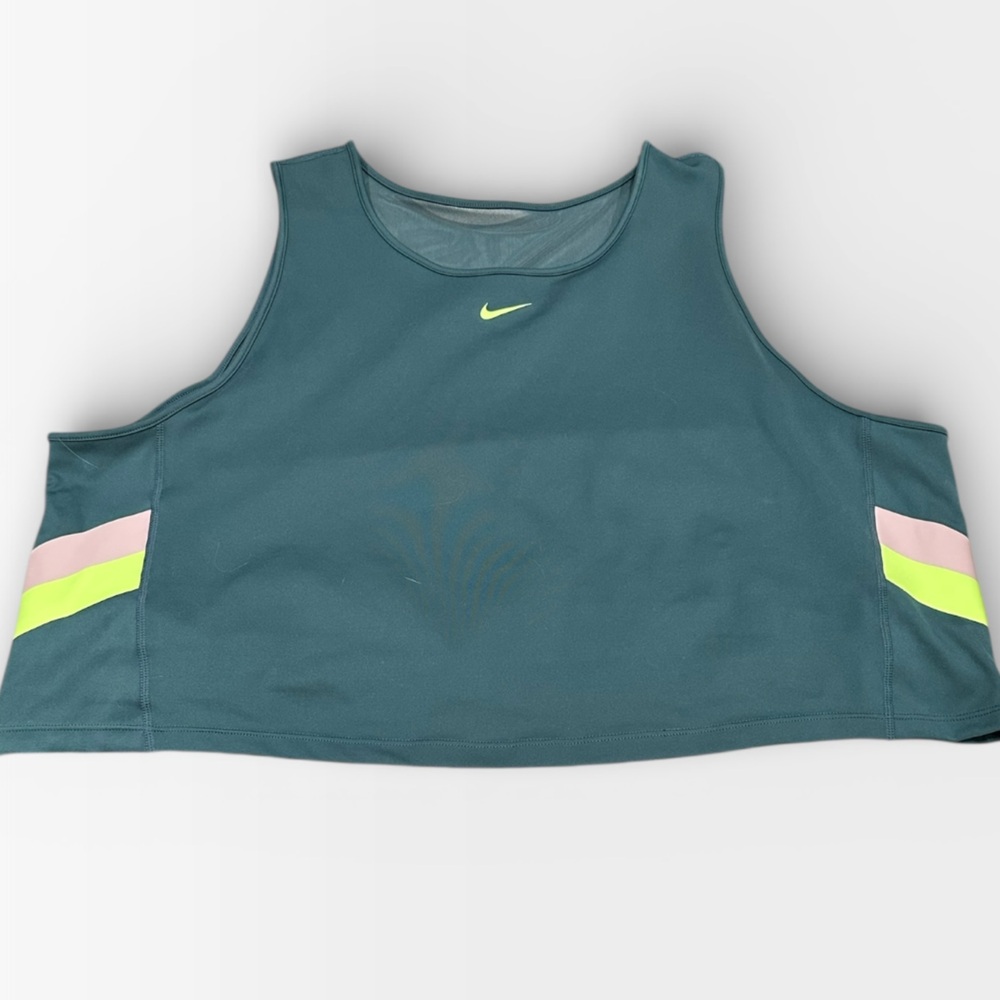 Nike Dark Teal Cropped Sports Bra with Neon Accent